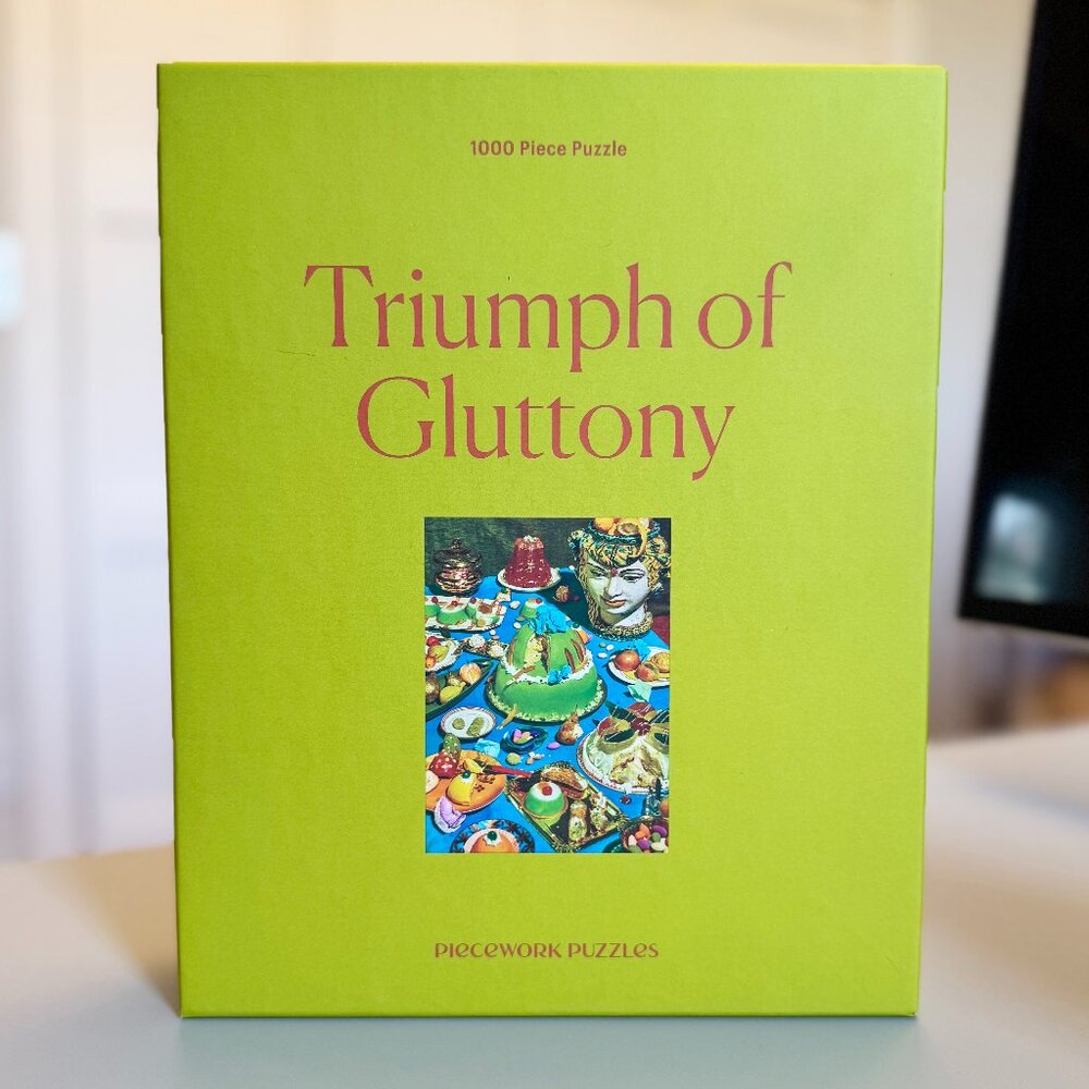 Piecework Puzzles “Triumph of Gluttony” 1000 Piece Jigsaw Puzzle–COMPLETE!